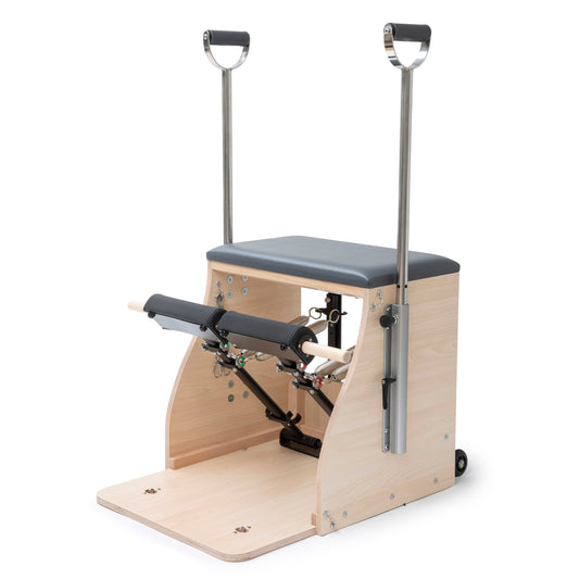 Elina Pilates Elite Wood Combo Chair with handles in front view.
