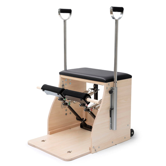 Elina Pilates Elite Wood Combo Chair with handles in front view.