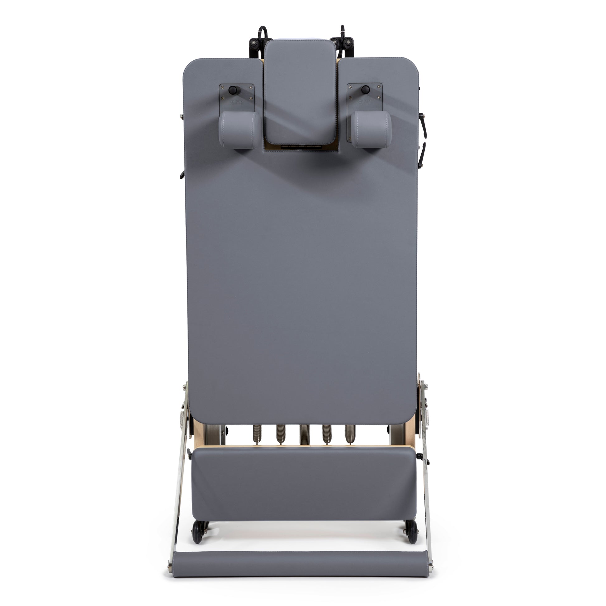 Elina Pilates Foldable Reformer stored in compact position