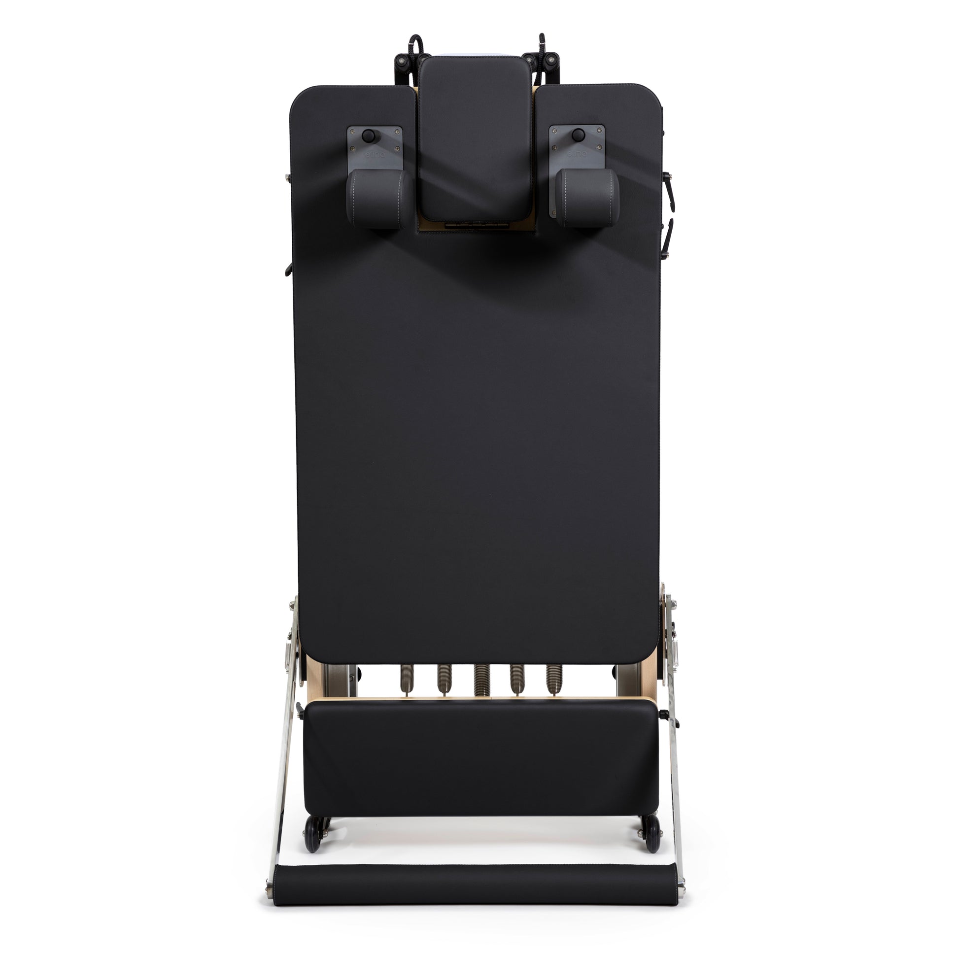 Elina Pilates Foldable Reformer stored in compact position