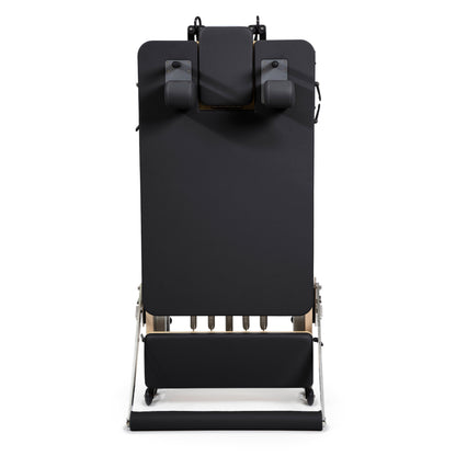 Elina Pilates Foldable Reformer stored in compact position