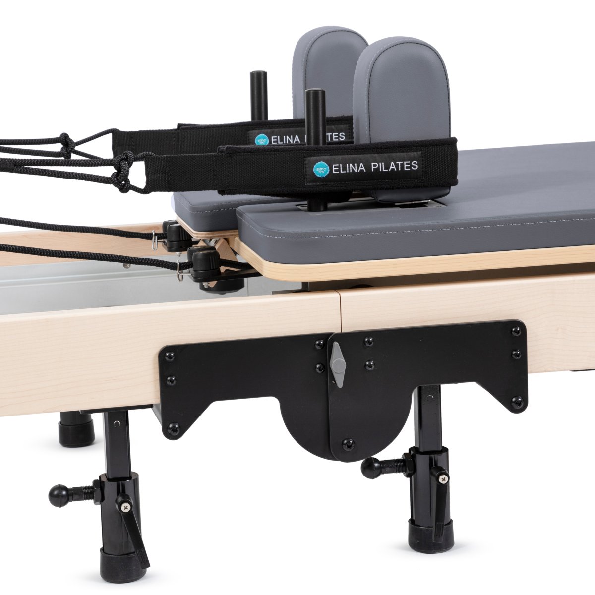 Close-up of adjustable pulley system on Elina Pilates Reformer