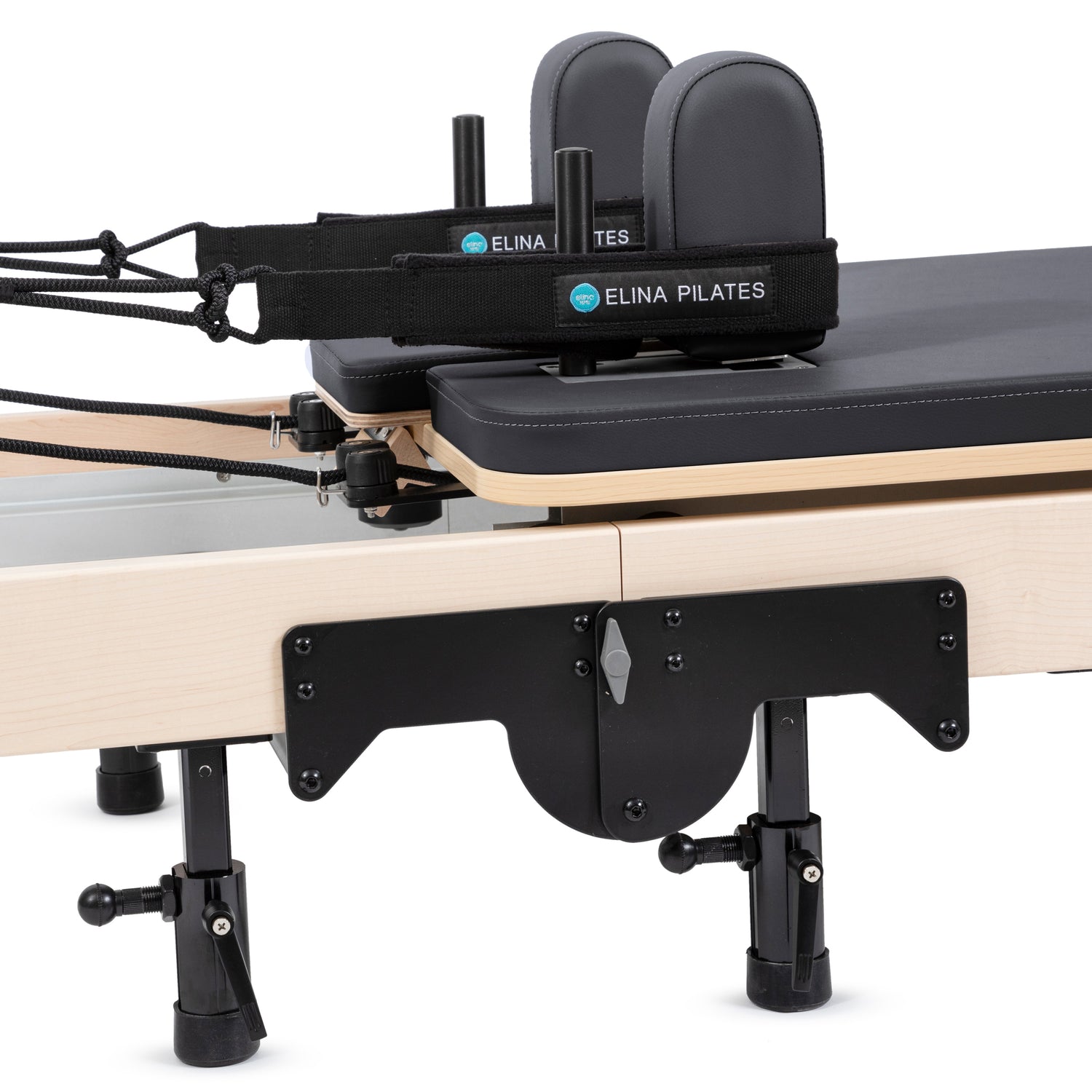 Close-up of adjustable pulley system on Elina Pilates Reformer