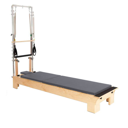 Elina Pilates Wooden Half-Trapeze Tower Reformer full view, rock maple finish