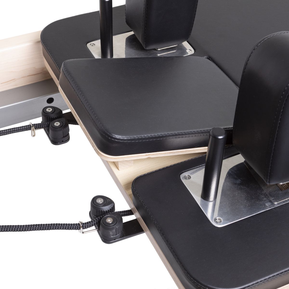 Close-up view of the Elina Pilates Physio Reformer’s adjustable shoulder pads