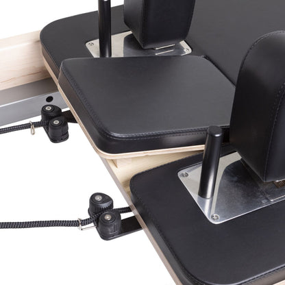Close-up view of the Elina Pilates Physio Reformer’s adjustable shoulder pads