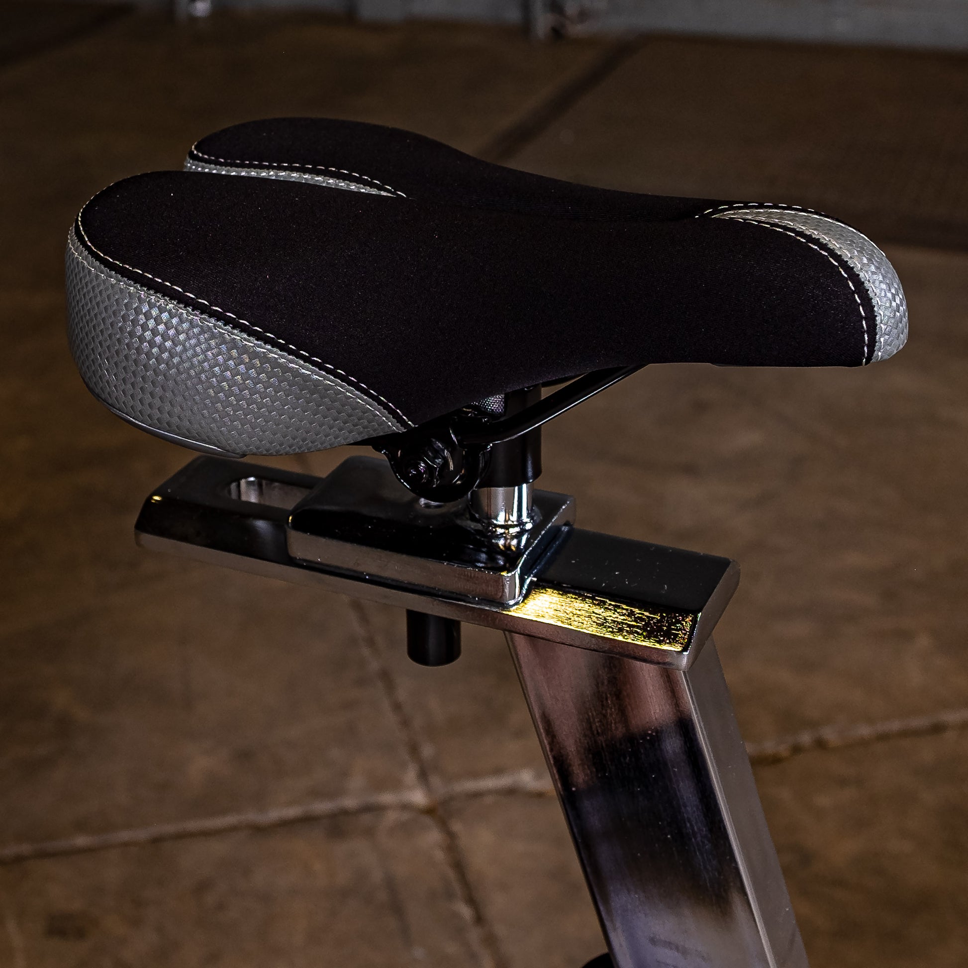 Adjustable seat and on the Endurance by Body-Solid Endurance ESB250 spin bike for custom rider fit