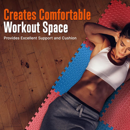 Thick cushioned EVA foam mat providing comfort and support during floor workouts and stretching