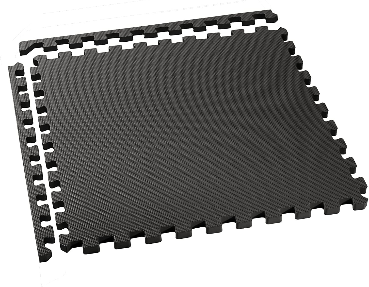 Close-up of interlocking edges of EVA foam floor tiles showing seamless connection