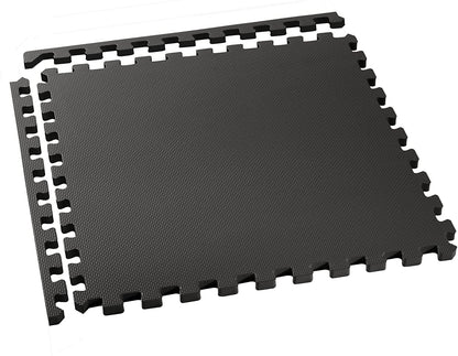 Close-up of interlocking edges of EVA foam floor tiles showing seamless connection