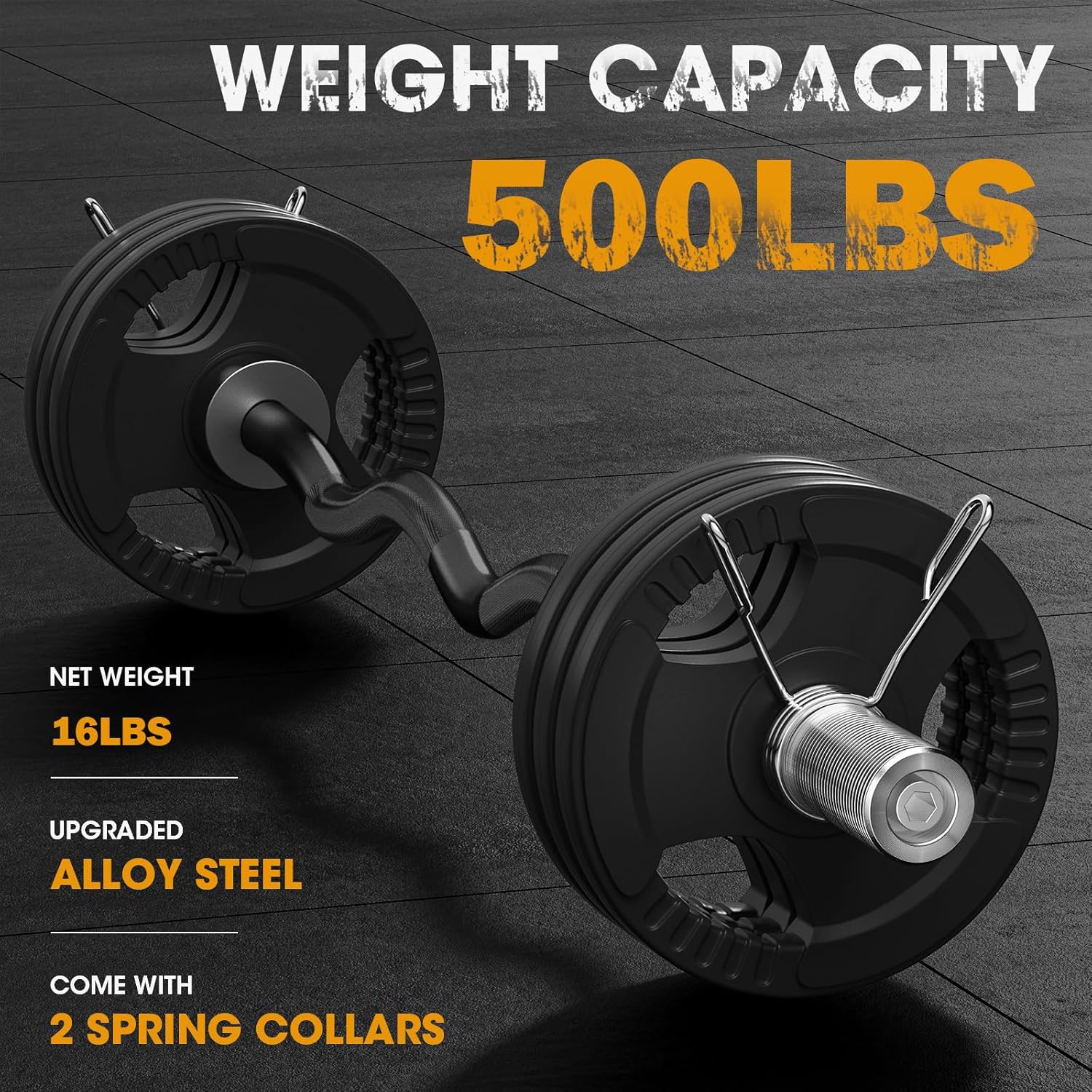 FEIERDUN 47 inch Olympic curl bar with a weight capacity of 500 pounds