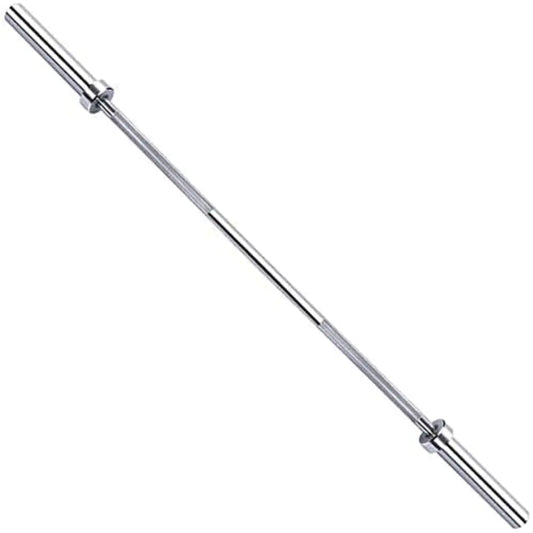 Fitvids Olympic Barbell 5ft silver front view for weightlifting and powerlifting
