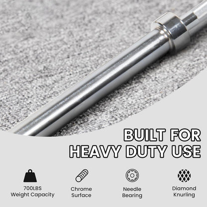 High-grade steel construction close-up of Fitvids Olympic Barbell