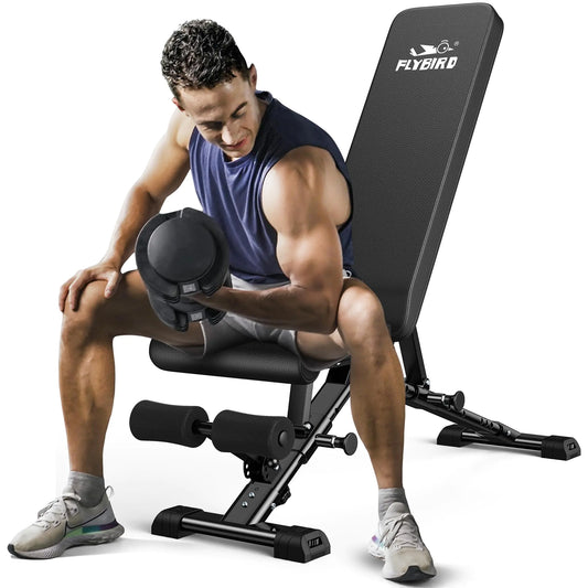 FLYBIRD Adjustable Workout Bench - Full view of weight bench