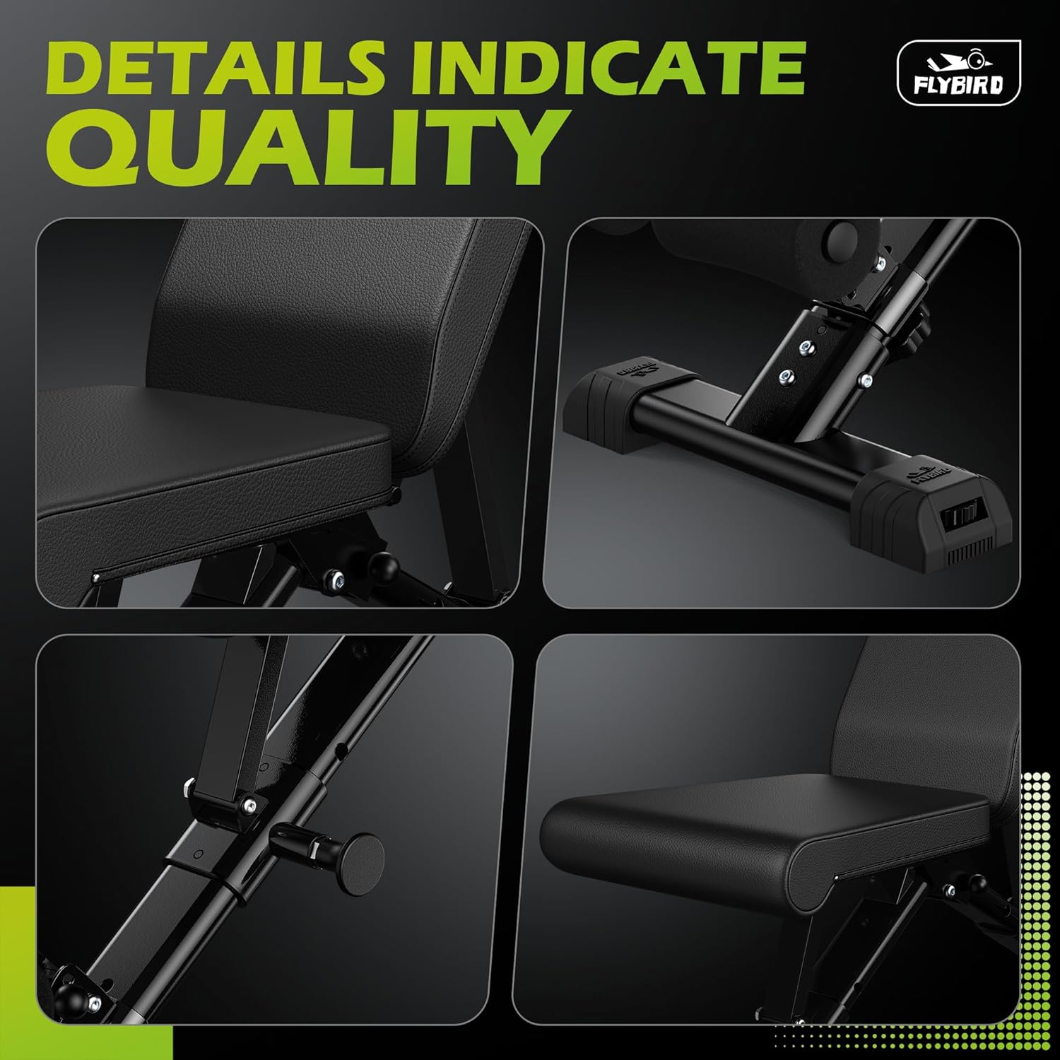 Thick padded seat and backrest of FLYBIRD bench