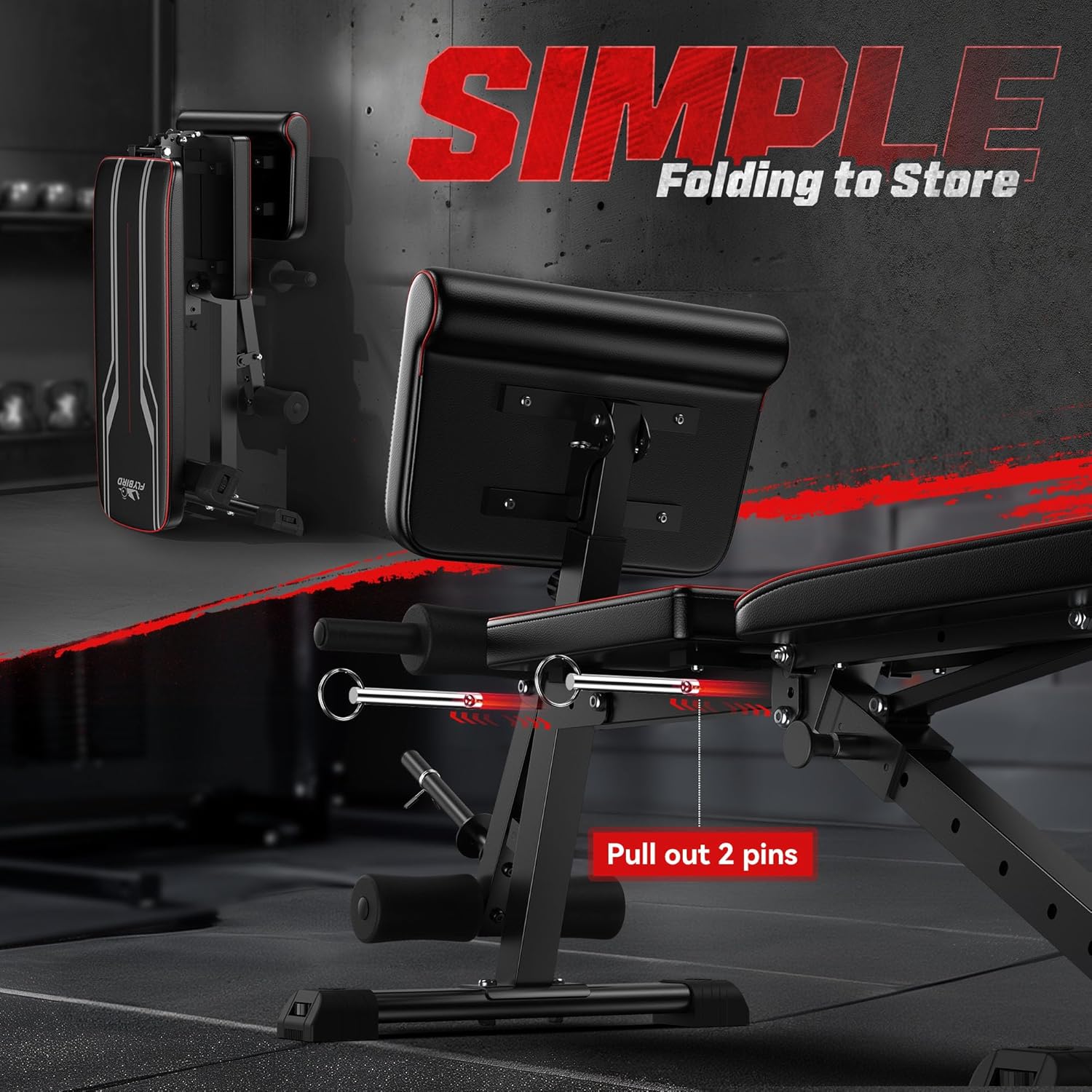 Foldable FLYBIRD Weight Bench for Easy Storage