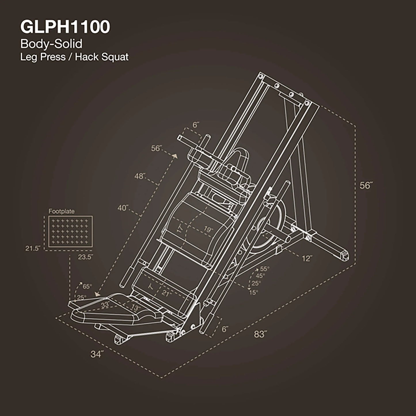 Body‑Solid GLPH1100B Leg Press & Hack Squat Machine – Heavy‑Duty Dual‑Mode Lower-Body Trainer