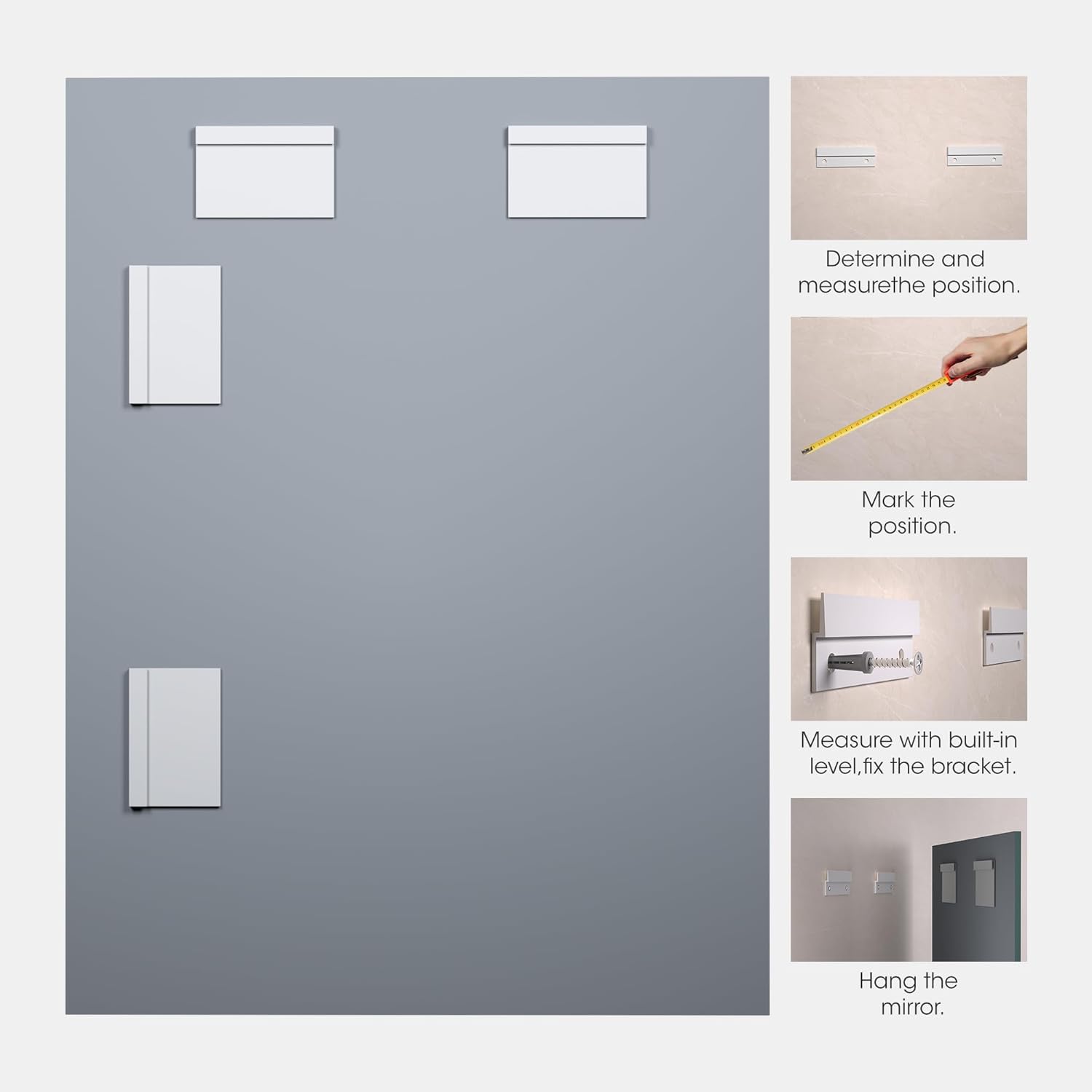 Installation kit for Hasipu mirrors including wall anchors, screws, and mounting brackets