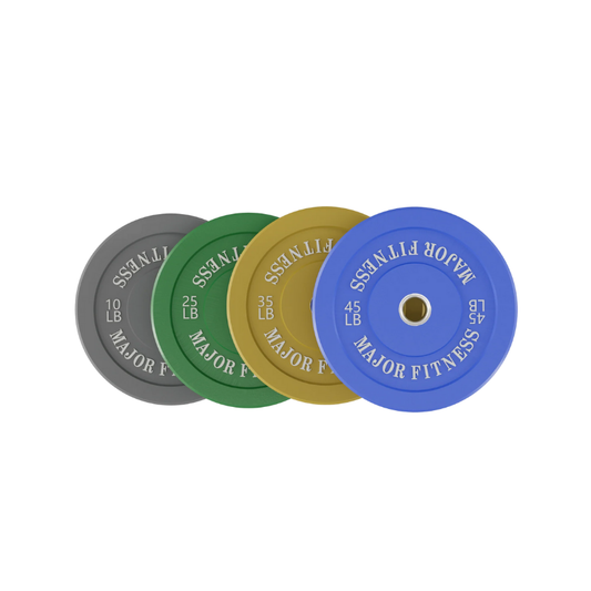 230 LB Set (10LB Pair, 25LB Pair, 35LB Pair, 45LB Pair) of Major Fitness Low Bounce Bumper Plates Olympic Weight Plates 