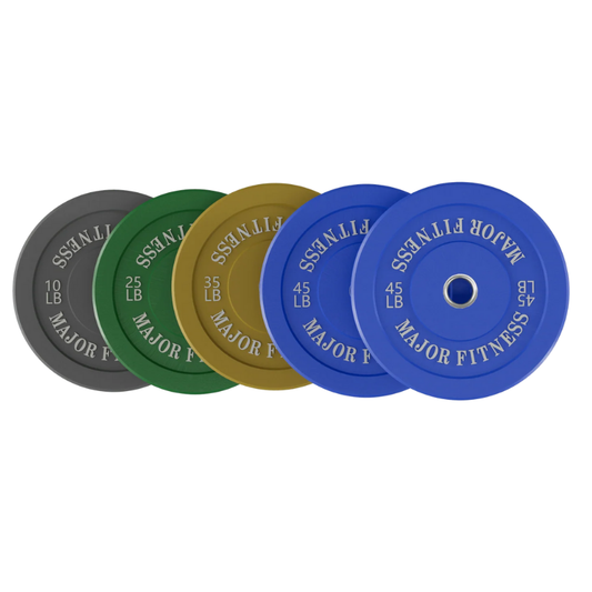320 LB Set (10LB Pair, 25LB Pair, 35LB Pair, 2 x 45LB Pair) of Major Fitness Low Bounce Bumper Plates Olympic Weight Plates 