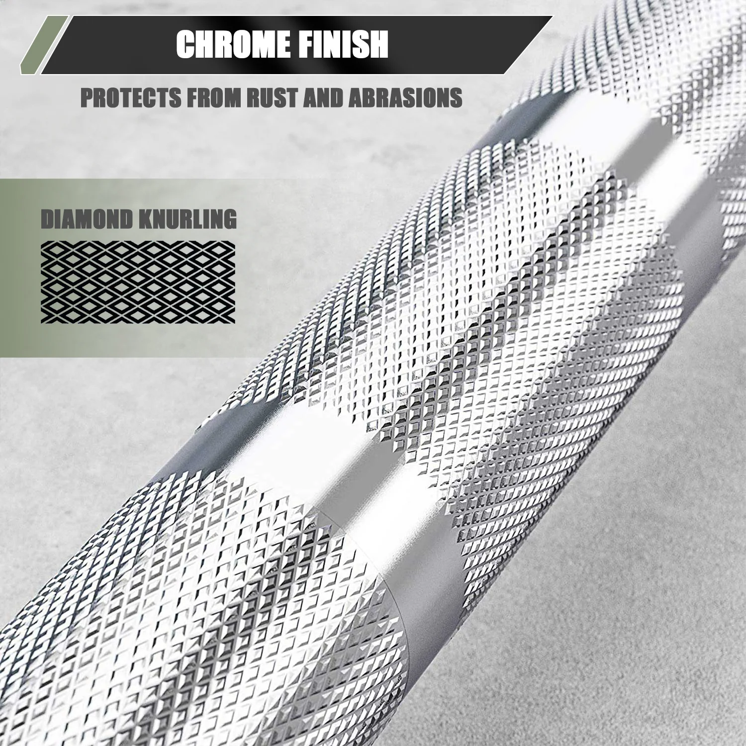 Major Fitness 7FT Olympic Barbell with chrome finish and diamond knurling