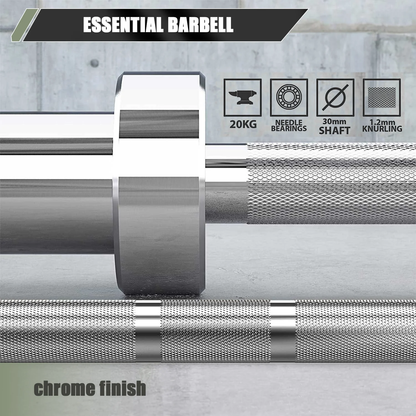 Major Fitness 7FT Olympic Barbell with chrome finish and knurled grip