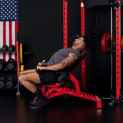 Major Fitness PLT01 Adjustable Weight Bench in use in a home gym