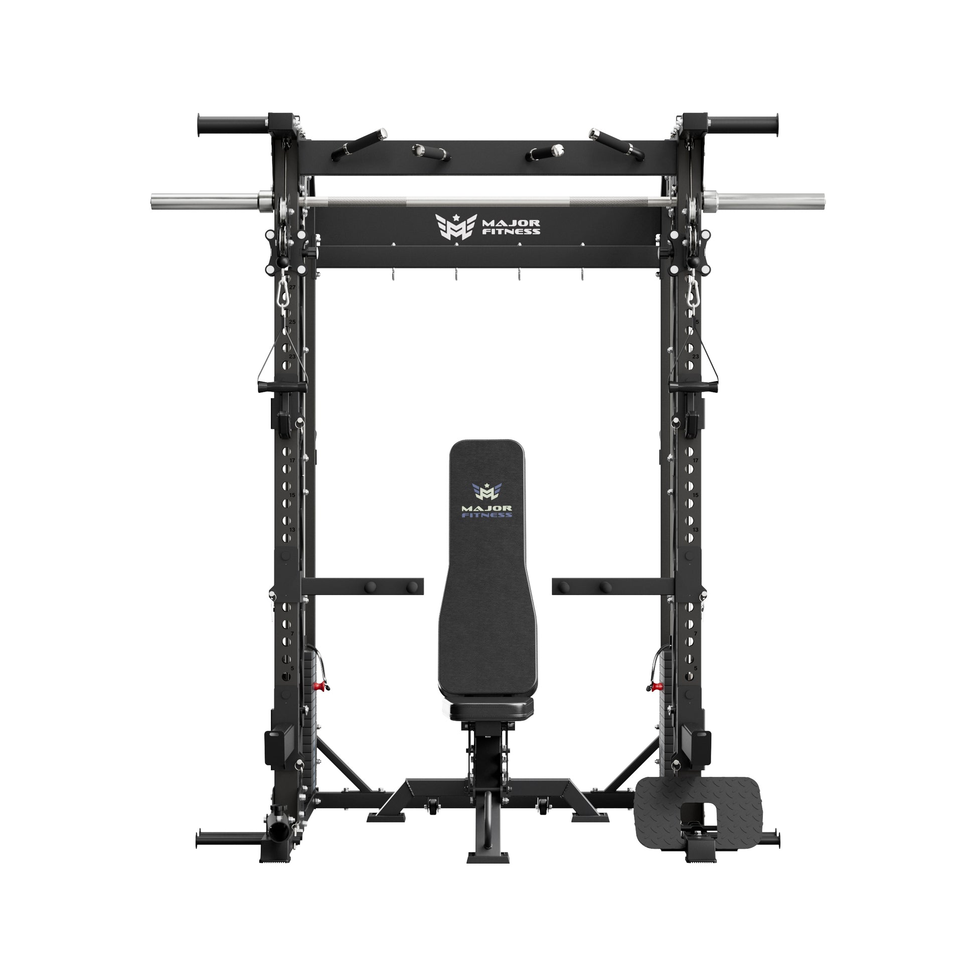 MAJOR FITNESS B52 All-in-One Home Gym Smith Machine Bundle (Tactical Black) Front View
