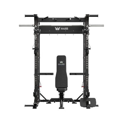 MAJOR FITNESS B52 All-in-One Home Gym Smith Machine Bundle (Tactical Black) Front View
