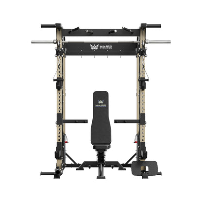 MAJOR FITNESS B52 All-in-One Home Gym Smith Machine Bundle (Recon Desert) Front View