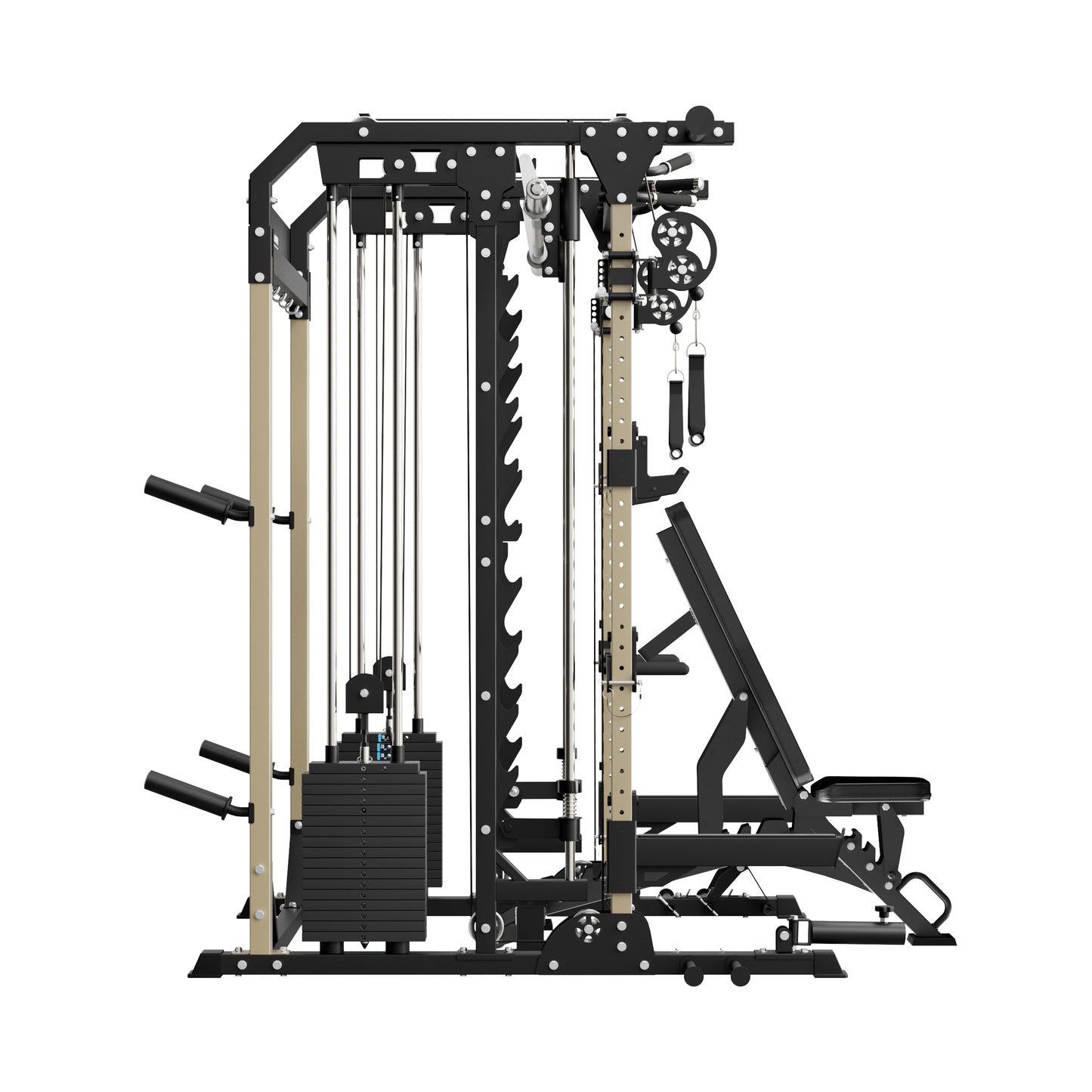 MAJOR FITNESS B52 All-in-One Home Gym Smith Machine Bundle (Recon Desert) Side View