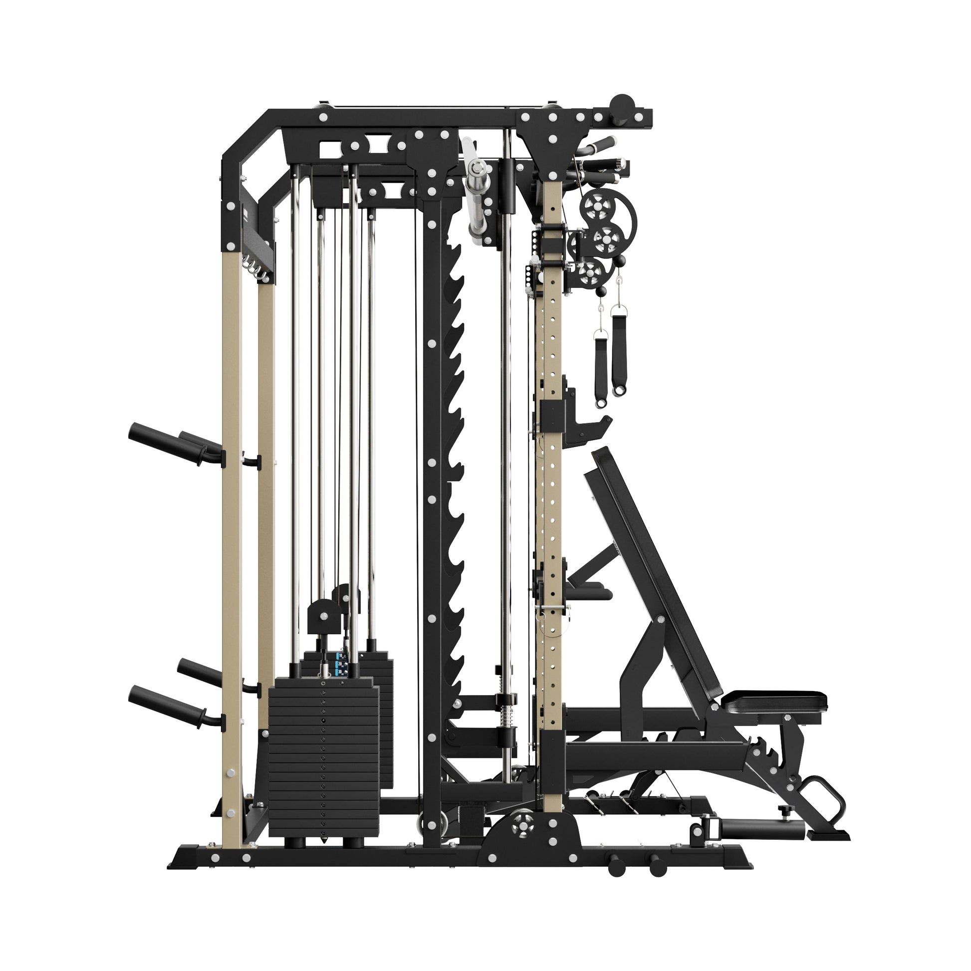 MAJOR FITNESS B52 All-in-One Home Gym Smith Machine Bundle (Recon Desert) Side View