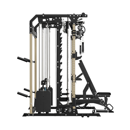 MAJOR FITNESS B52 All-in-One Home Gym Smith Machine Bundle (Recon Desert) Side View