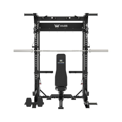 MAJOR FITNESS F22 All-in-One Home Gym Power Rack Bundle (Tactical Black) Front View