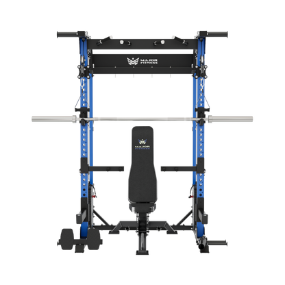 MAJOR FITNESS F22 All-in-One Home Gym Power Rack Bundle (Patriot Blue) Front View