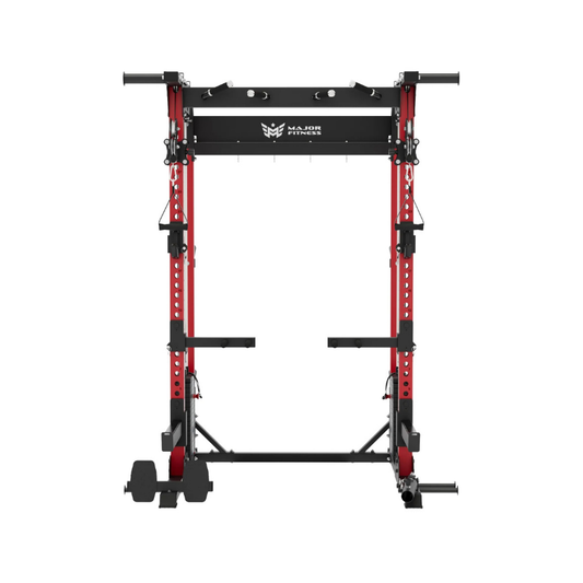 Major Fitness F22 Pro All-In-One Power Rack Home Gym (Combat Red) Front View