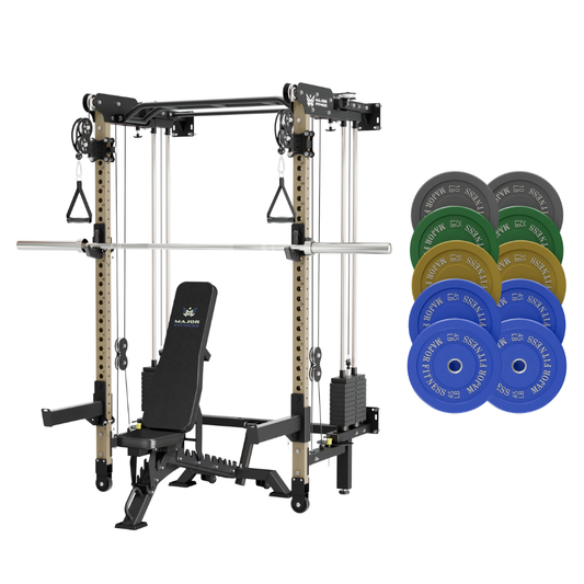 MAJOR FITNESS F35 All-in-One Wall Mount Folding Power Rack Home Gym Deluxe Bundle (Recon Desert) Main View