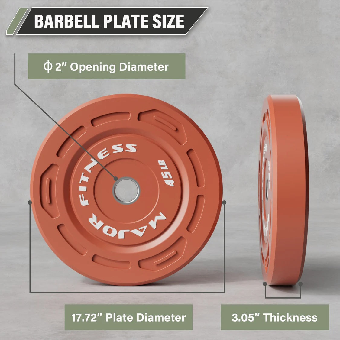 Major Fitness Color Grip Low Bounce Bumper Plates Olympic Weight Plates - 320LB Set (2 x 10LB, 2 x 25LB, 2 x 35LB, 4 x 45LB)