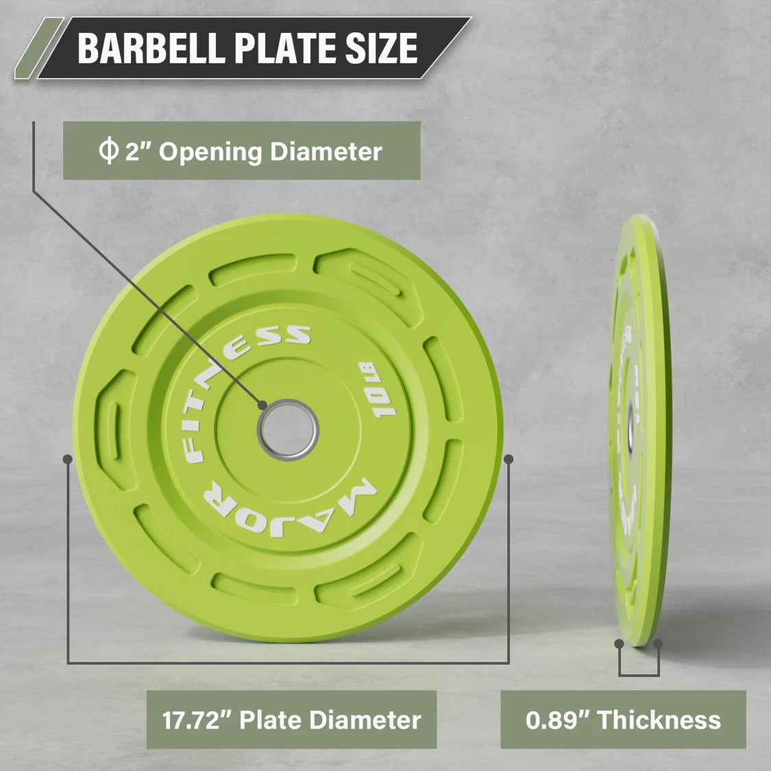 Major Fitness Color Grip Low Bounce Bumper Plates Olympic Weight Plates - 320LB Set (2 x 10LB, 2 x 25LB, 2 x 35LB, 4 x 45LB)