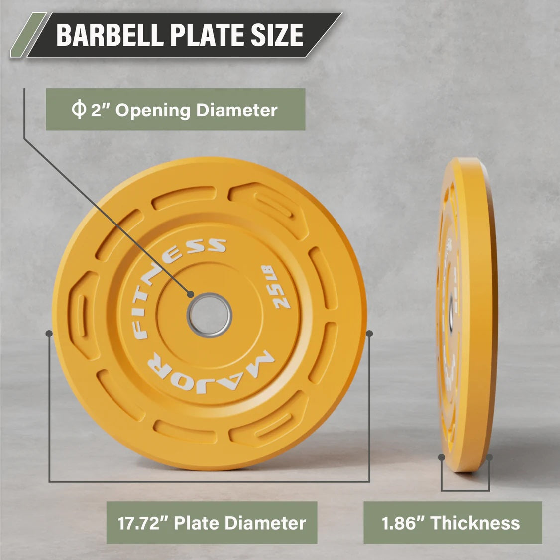 Major Fitness Color Grip Low Bounce Bumper Plates Olympic Weight Plates - 320LB Set (2 x 10LB, 2 x 25LB, 2 x 35LB, 4 x 45LB)