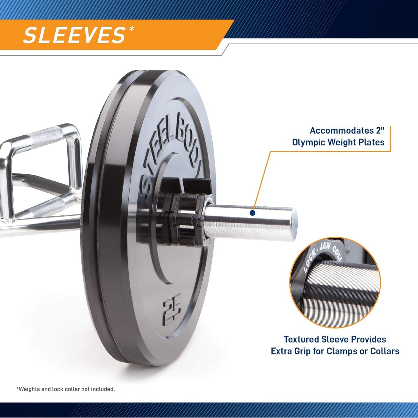 Marcy trap bar loaded with 2-inch Olympic weight plates showing compatibility and smooth rotation sleeves