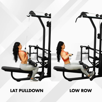 Lat pull and low row combo station