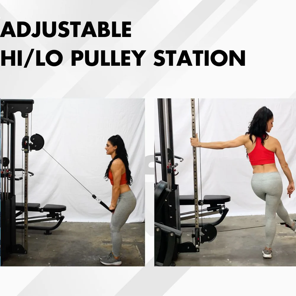 Multi-press bench and adjustable pulley station