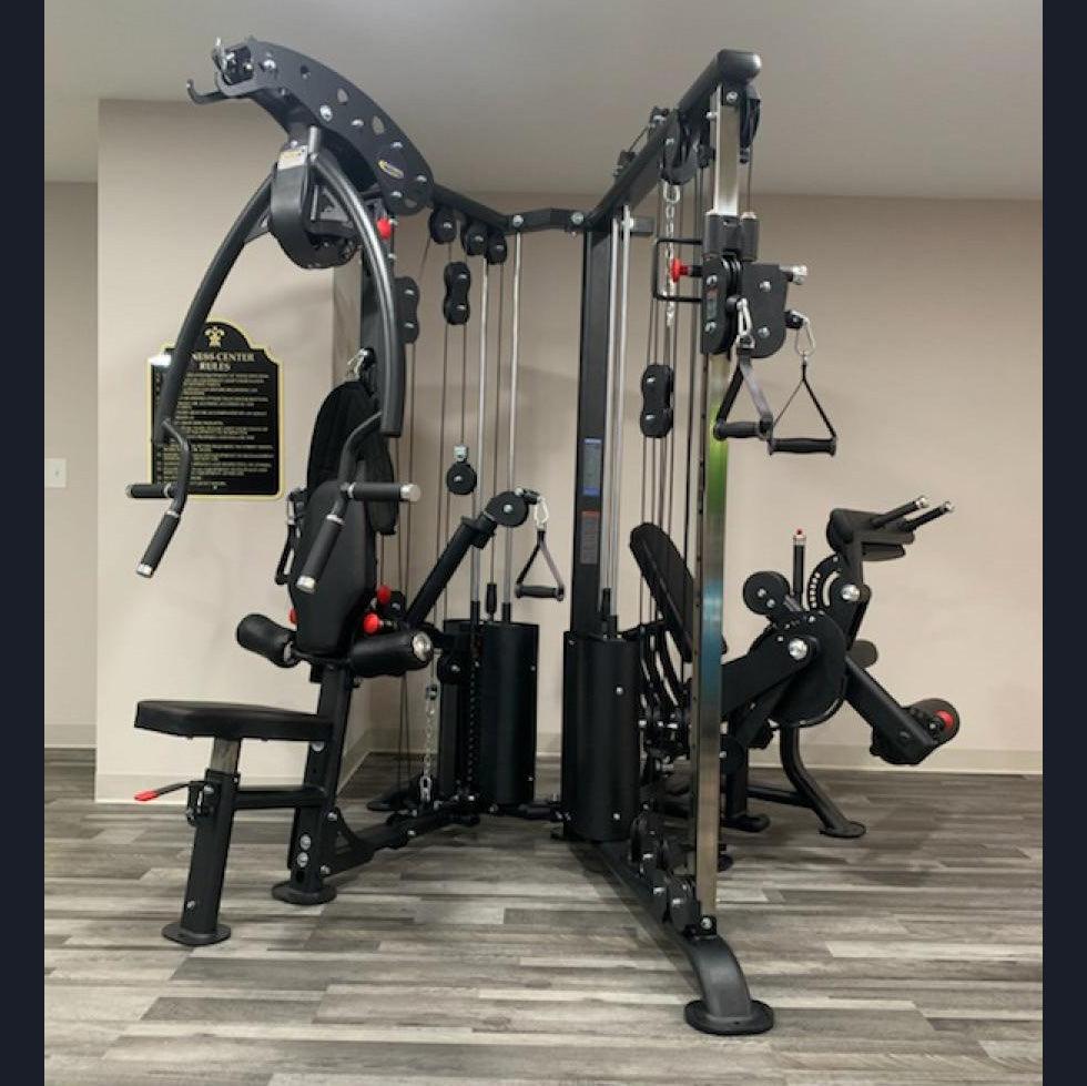 Megatron Corner Multi-Gym full view in a home gym corner