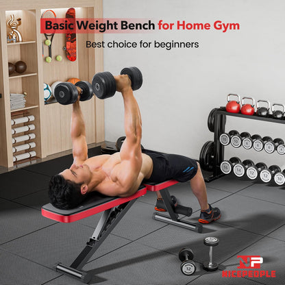 User performing workout  on the bench in a home gym