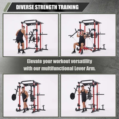 Major Fitness Lever Arms Attachment – Plate-Loaded Jammer Arms for Power Rack & Smith Machine, Adjustable Rack Lever Arms Strength Trainer