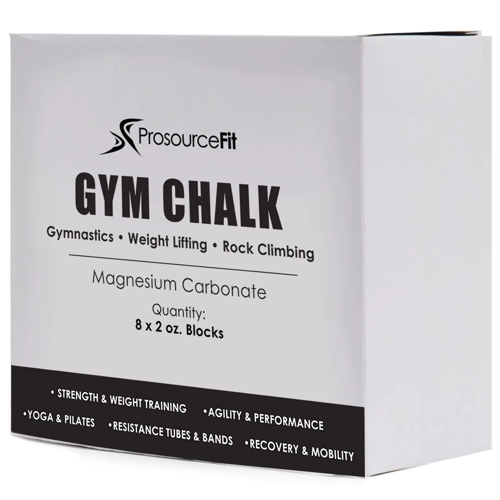 ProsourceFit Gym Chalk 1lb box showing 8 neatly stacked magnesium carbonate blocks