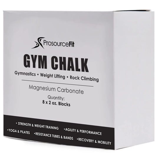 ProsourceFit Gym Chalk 1lb box showing 8 neatly stacked magnesium carbonate blocks