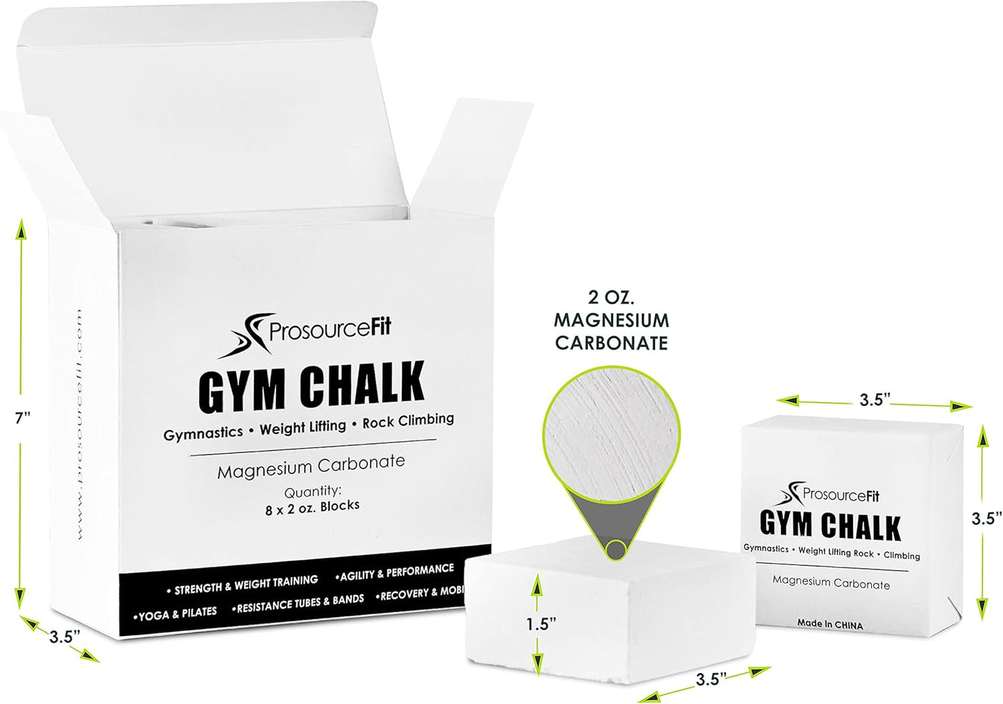 Close-up of a ProsourceFit magnesium carbonate chalk block for superior grip in weightlifting and climbing