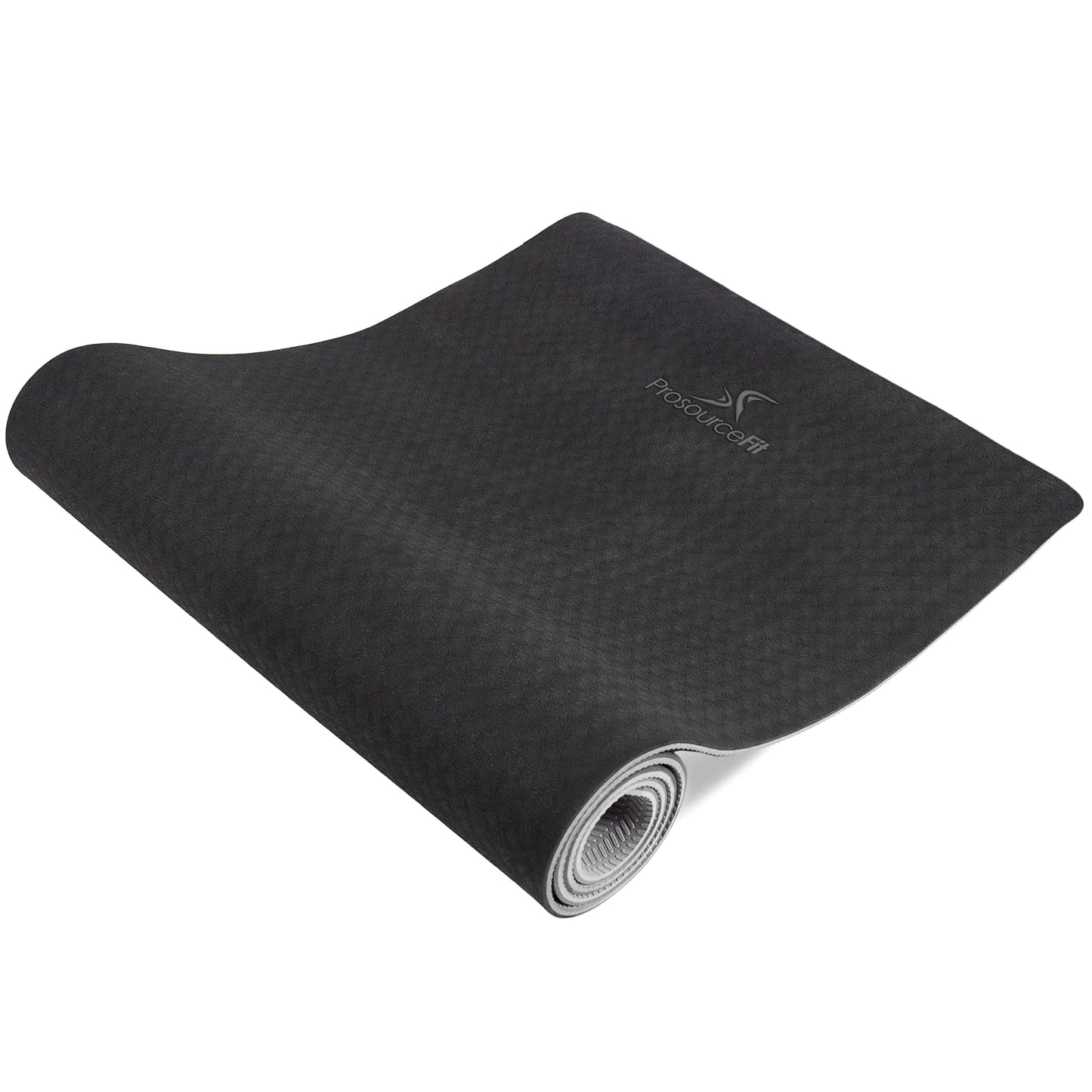 ProsourceFit Natura TPE Yoga Mat in green and grey, 72 inches long and 6mm thick with non-slip surface